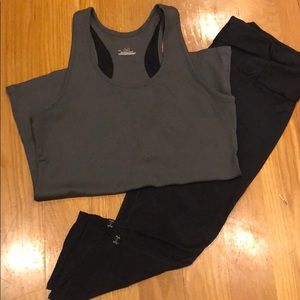 Under Armour workout bundle (2 tanks, 3 capris)
